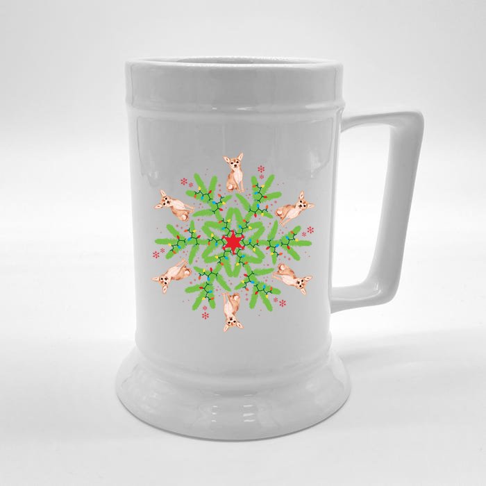 Chihuahua Gift Snowflake Chihuahua Christmas Gift Front & Back Beer Stein