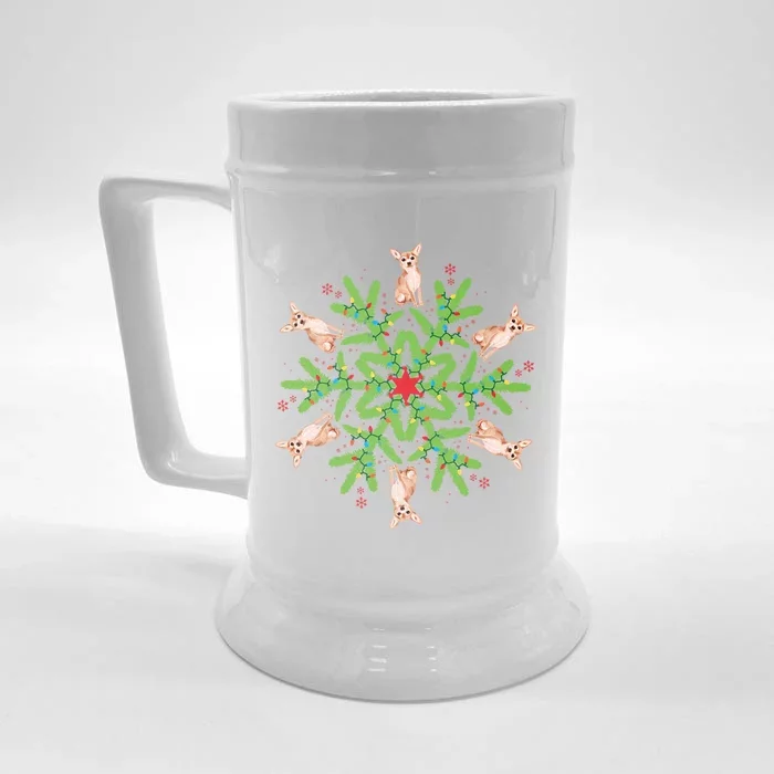 Chihuahua Gift Snowflake Chihuahua Christmas Gift Front & Back Beer Stein