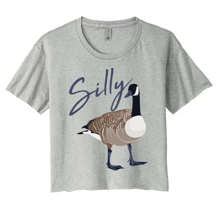 Canadian Goose Silly Goose Funny Cute Bird Hunter GIft Women's Crop Top Tee