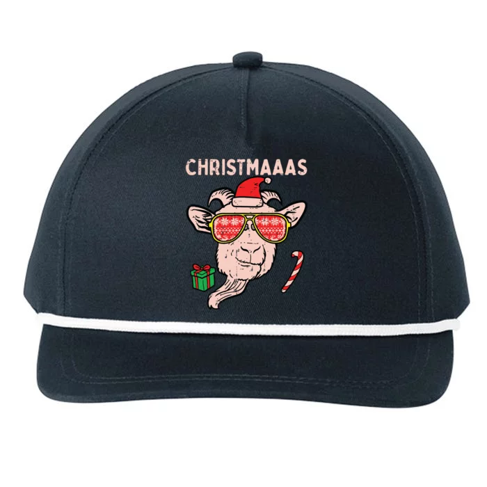 Christmas Goat Santa Xmas Farm Animal Farmer Snapback Five-Panel Rope Hat