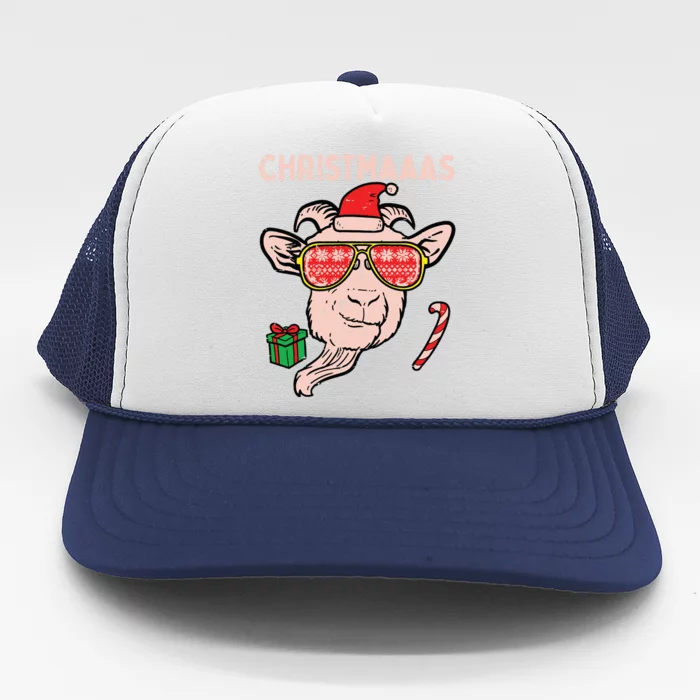 Christmas Goat Santa Xmas Farm Animal Farmer Trucker Hat