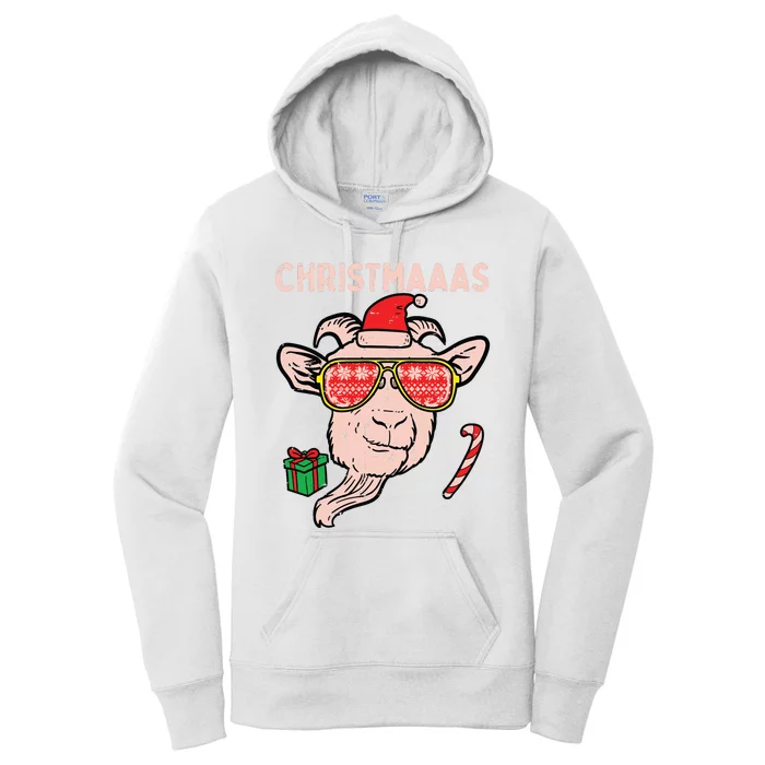 Christmas Goat Santa Xmas Farm Animal Farmer Women's Pullover Hoodie