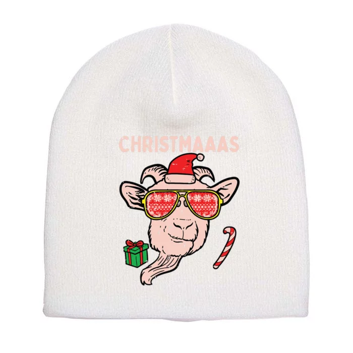 Christmas Goat Santa Xmas Farm Animal Farmer Short Acrylic Beanie