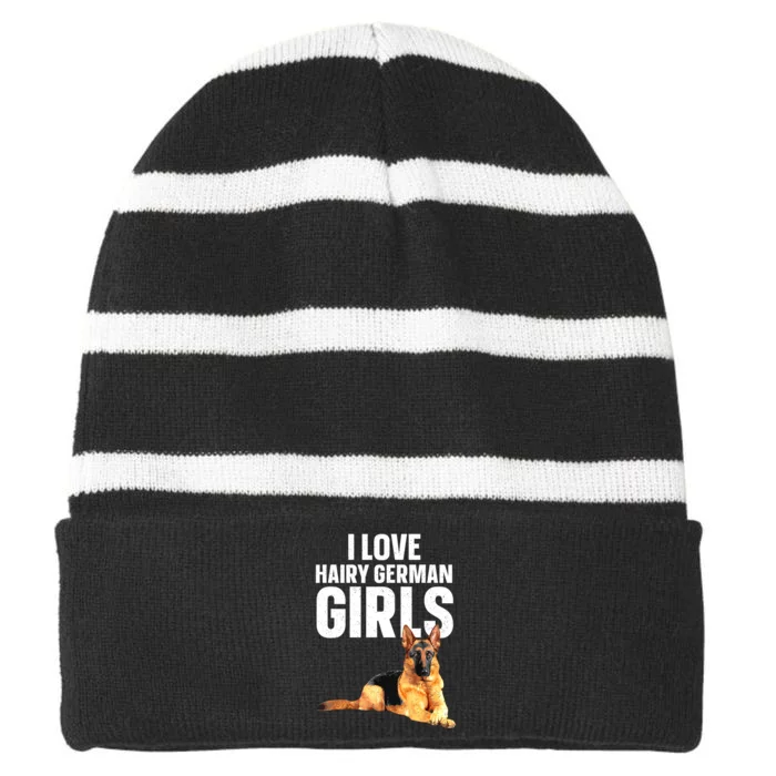 Cool German Shepherd Art For Women German Shepherd Lover Striped Beanie with Solid Band