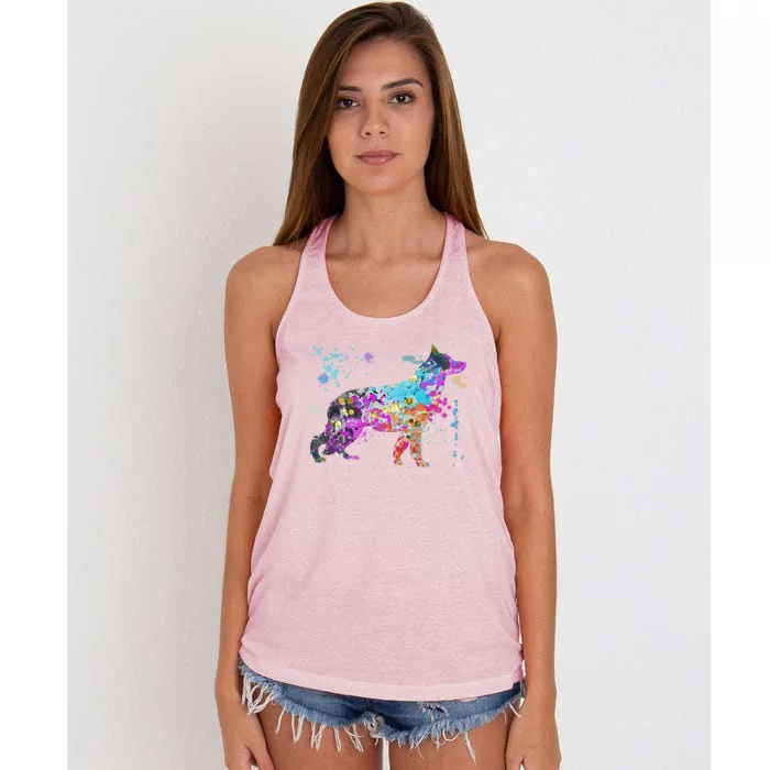 Colorful Ger Shepherd Lover Dog Ger Shepherds Great Gift Women's Knotted Racerback Tank