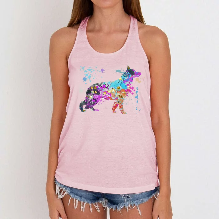 Colorful Ger Shepherd Lover Dog Ger Shepherds Great Gift Women's Knotted Racerback Tank