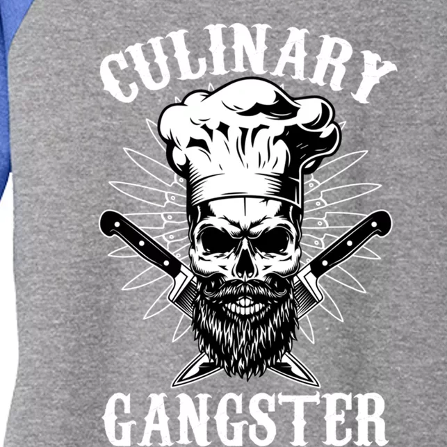 Culinary Gangster Skeleton Chef Funny Cooking Cook Great Gift Women's Tri-Blend 3/4-Sleeve Raglan Shirt