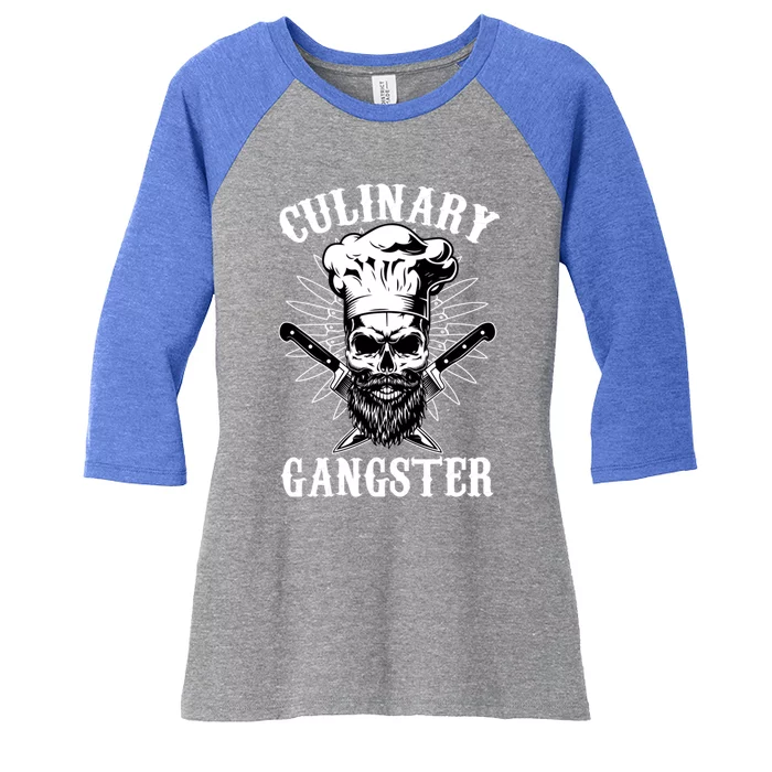 Culinary Gangster Skeleton Chef Funny Cooking Cook Great Gift Women's Tri-Blend 3/4-Sleeve Raglan Shirt