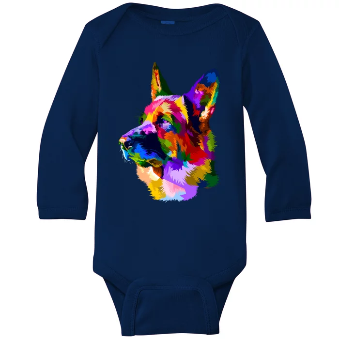 Colorful Ger Shepherd Ger Shepherd Dog Owner Gift Baby Long Sleeve Bodysuit