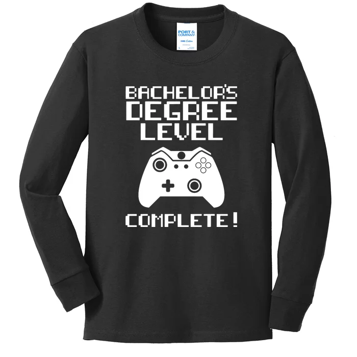 College Graduation Shirt Bachelor's Degree Gamer Grad Kids Long Sleeve Shirt