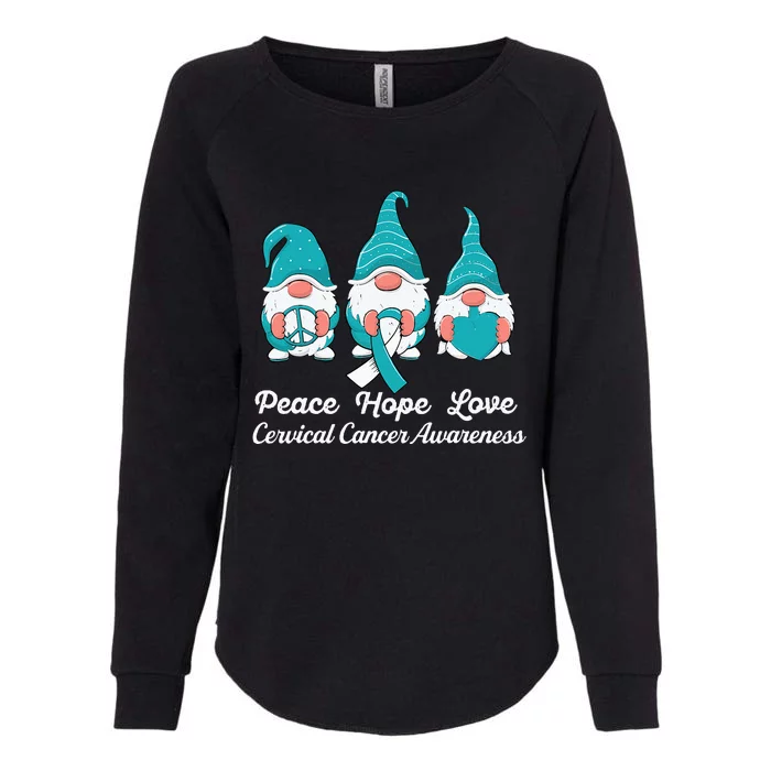 Cute gnomes support for a survivor Cervical Cancer Awareness Womens California Wash Sweatshirt