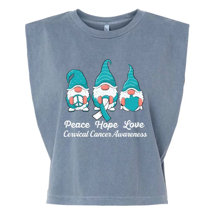 Cute gnomes support for a survivor Cervical Cancer Awareness Garment-Dyed Women's Muscle Tee