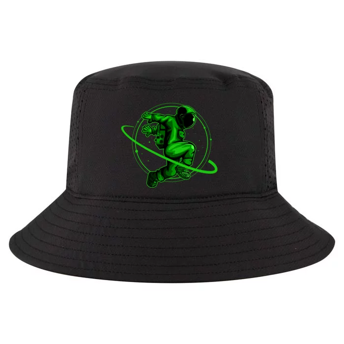 Cool Green Space Astronaut Jumping Retro Cool Comfort Performance Bucket Hat