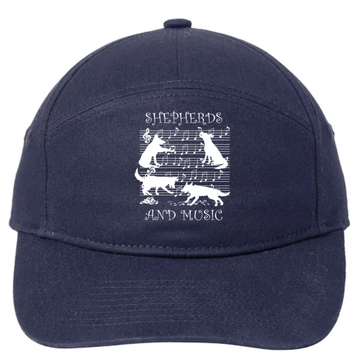 Cute Ger Shepherd Musician Music Notes Gift 7-Panel Snapback Hat