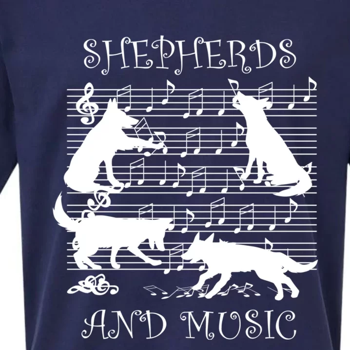 Cute Ger Shepherd Musician Music Notes Gift Sueded Cloud Jersey T-Shirt