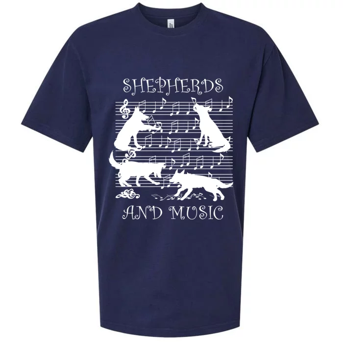 Cute Ger Shepherd Musician Music Notes Gift Sueded Cloud Jersey T-Shirt