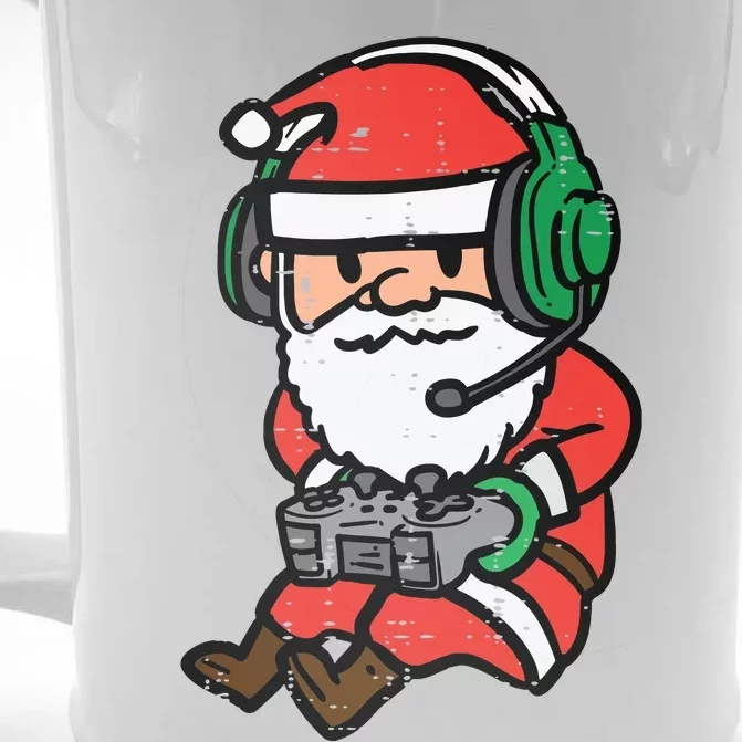 Christmas Gamer Santa Xmas Gaming Front & Back Beer Stein