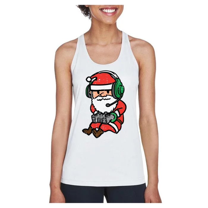 Christmas Gamer Santa Xmas Gaming Women's Racerback Tank