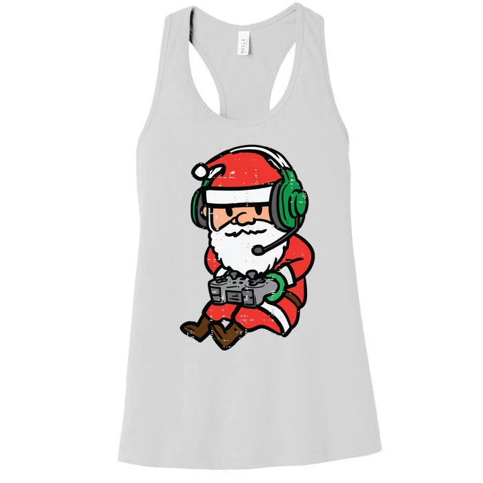 Christmas Gamer Santa Xmas Gaming Women's Racerback Tank