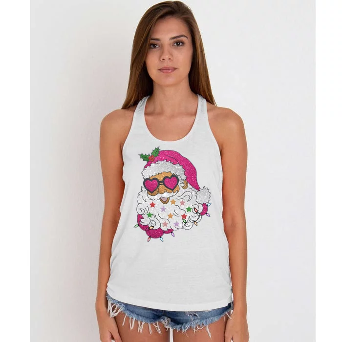 Cool Groovy Sana Claus Holiday Funny Women's Knotted Racerback Tank