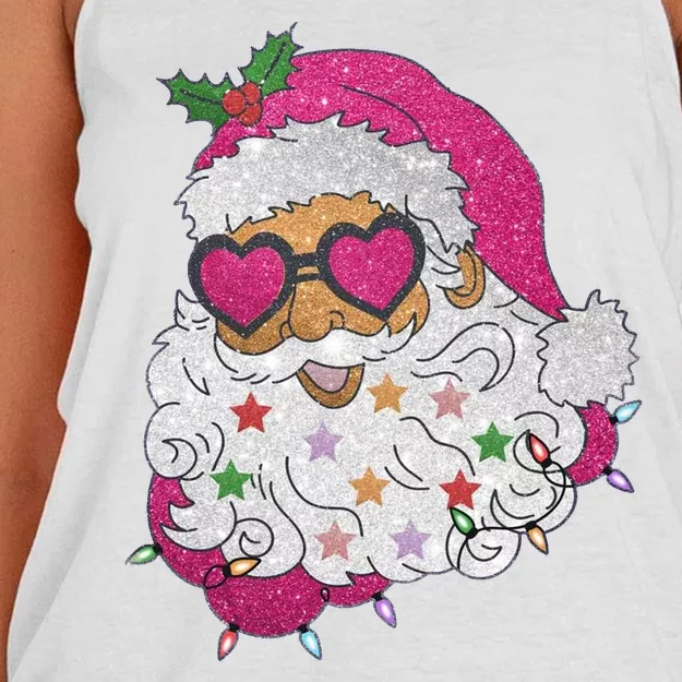 Cool Groovy Sana Claus Holiday Funny Women's Knotted Racerback Tank