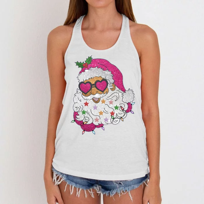 Cool Groovy Sana Claus Holiday Funny Women's Knotted Racerback Tank