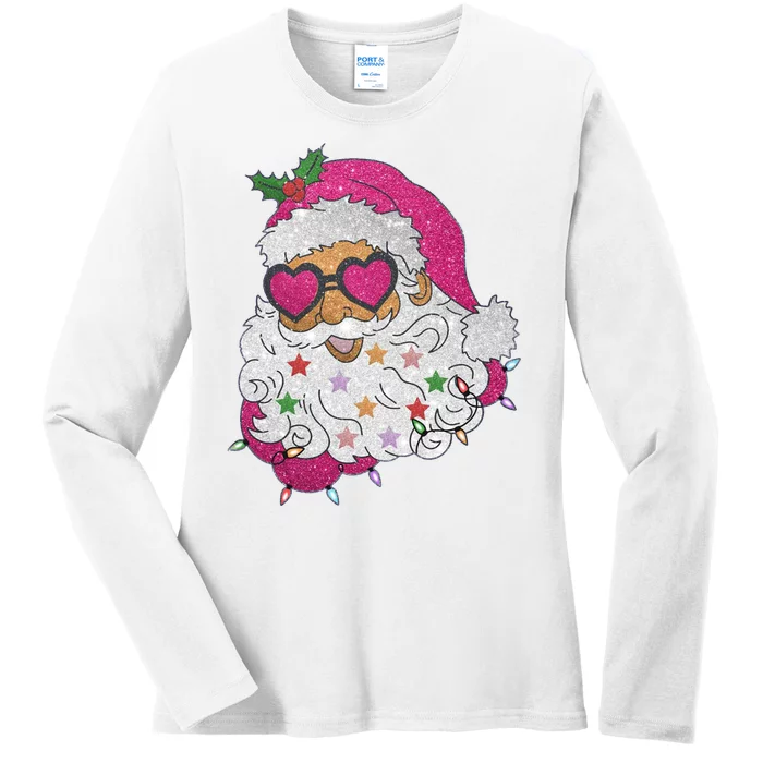 Cool Groovy Sana Claus Holiday Funny Ladies Long Sleeve Shirt