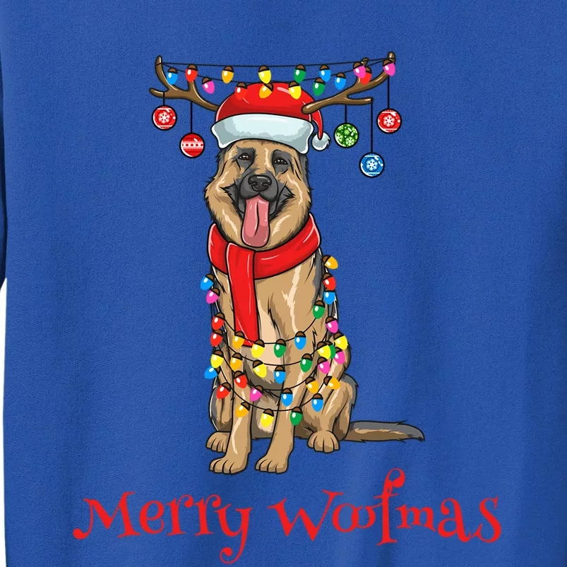 Christmas Ger Shepherd Dog Holiday Lights Merry Woofmas Gift Sweatshirt