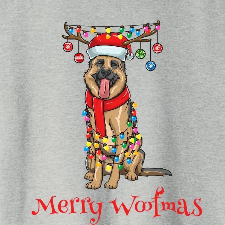 Christmas Ger Shepherd Dog Holiday Lights Merry Woofmas Gift Women's Crop Top Tee