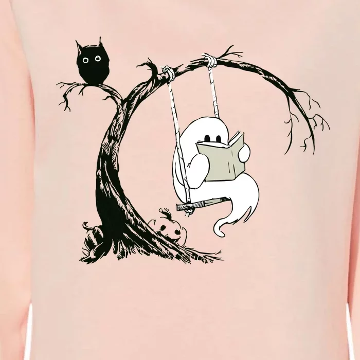 Cute Ghost Swinging Reading Book Halloween Ghost Costume Womens California Wash Sweatshirt