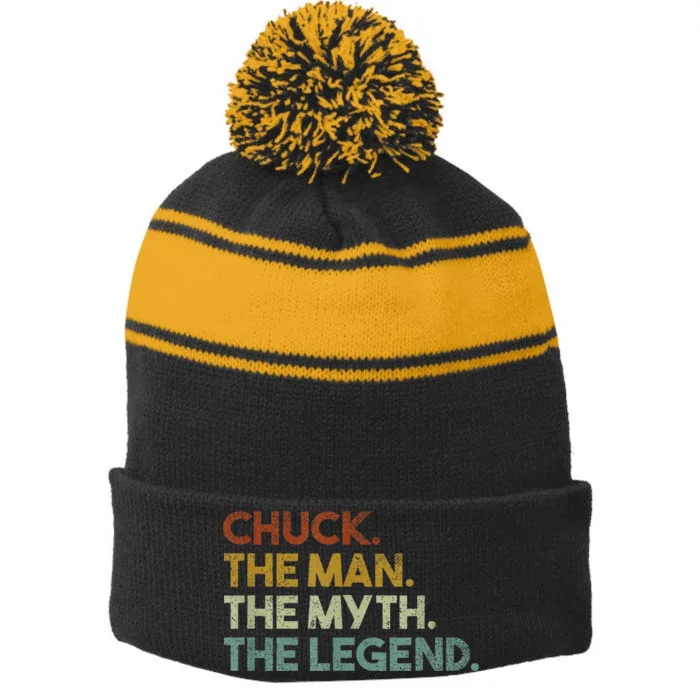 Chuck Gift The Man The Myth The Legend Stripe Pom Pom Beanie