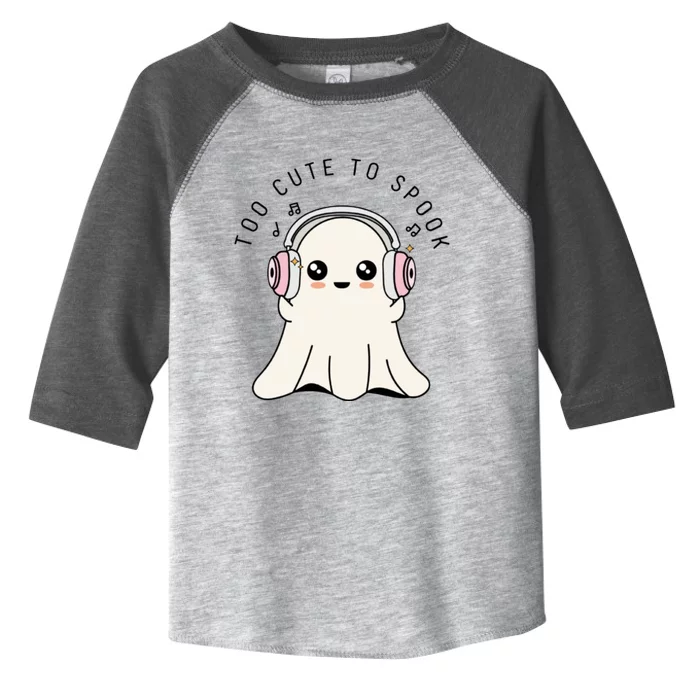 Cute Ghost Too Cute To Spook Ghost With Headphones Music Lover Ghost Toddler Fine Jersey T-Shirt