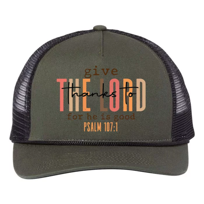 Christian Give Thanks To The Lord For He Is Good Retro Rope Trucker Hat Cap