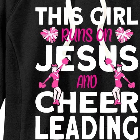 Cheer Girl This Girl Runs On Jesus And Cheerleading Women's Fleece Hoodie