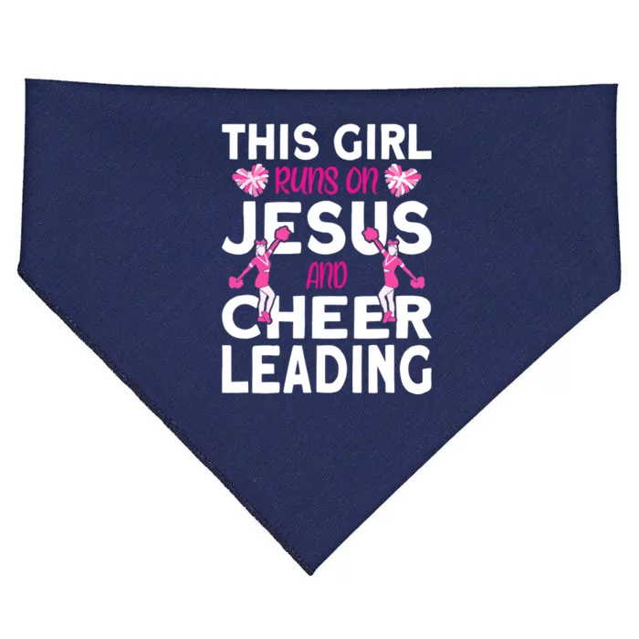 Cheer Girl This Girl Runs On Jesus And Cheerleading USA-Made Doggie Bandana