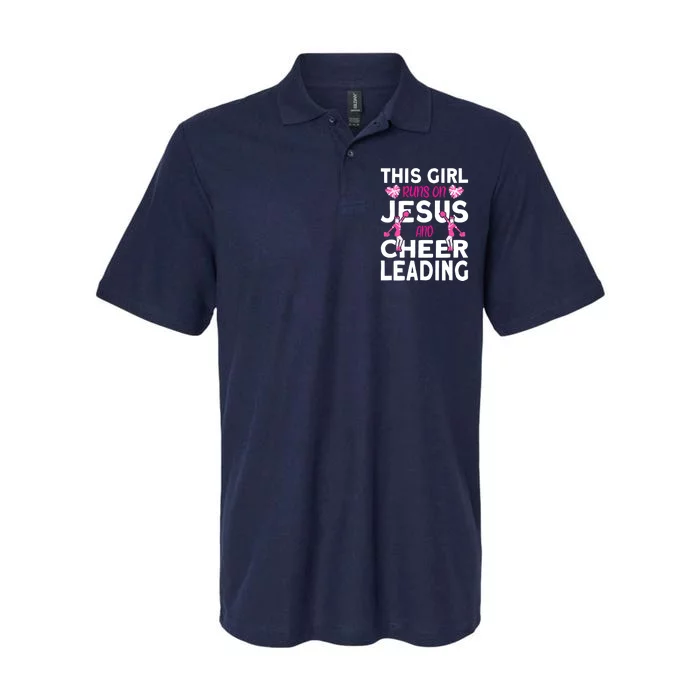 Cheer Girl This Girl Runs On Jesus And Cheerleading Softstyle Adult Sport Polo