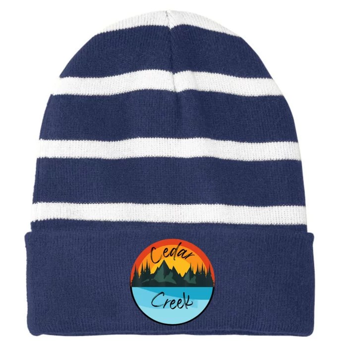 Camping Graphic Tee. Cedar Creek Striped Beanie with Solid Band