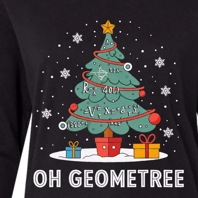 Christmas Geometry Teacher Xmas Math Equations Geometreetree Womens Cotton Relaxed Long Sleeve T-Shirt