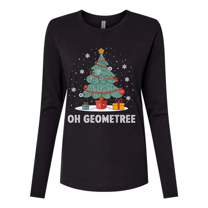 Christmas Geometry Teacher Xmas Math Equations Geometreetree Womens Cotton Relaxed Long Sleeve T-Shirt