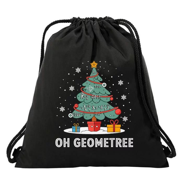 Christmas Geometry Teacher Xmas Math Equations Geometreetree Drawstring Bag