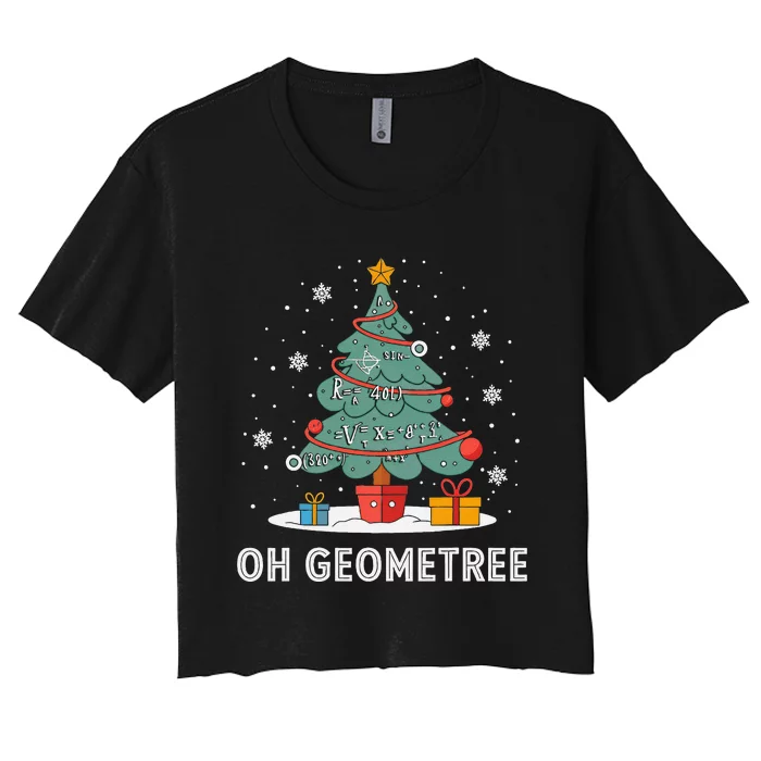 Christmas Geometry Teacher Xmas Math Equations Geometreetree Women's Crop Top Tee