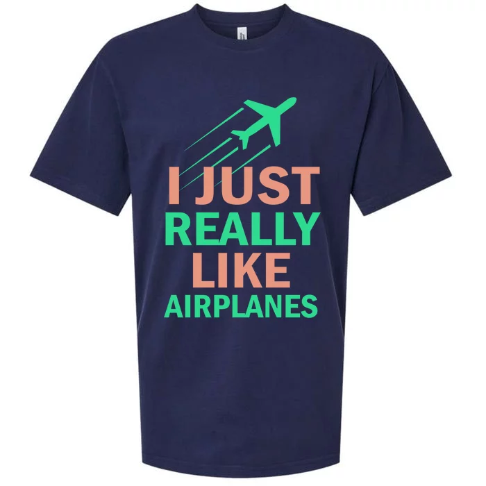 Cool Graphics Tees I Just Really Like Airplanes Gift Sueded Cloud Jersey T-Shirt