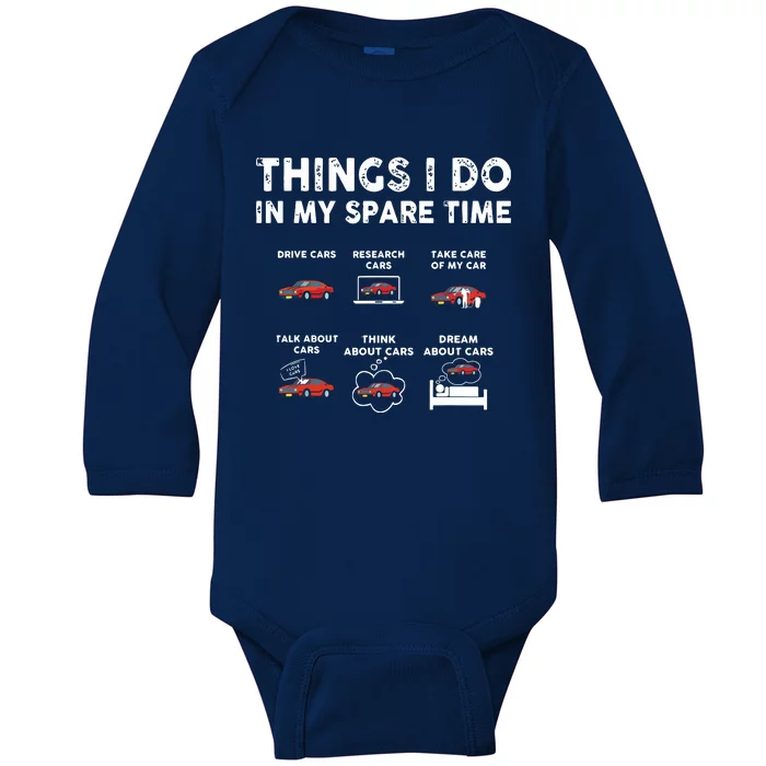 Car Guy Things I Do In My Spare Time Funny Muscle Cars Lover Baby Long Sleeve Bodysuit