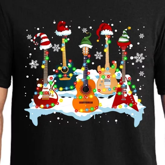 Christmas Guitar Tree Xmas Lights Santa Guitar Instruts Gift Pajama Set