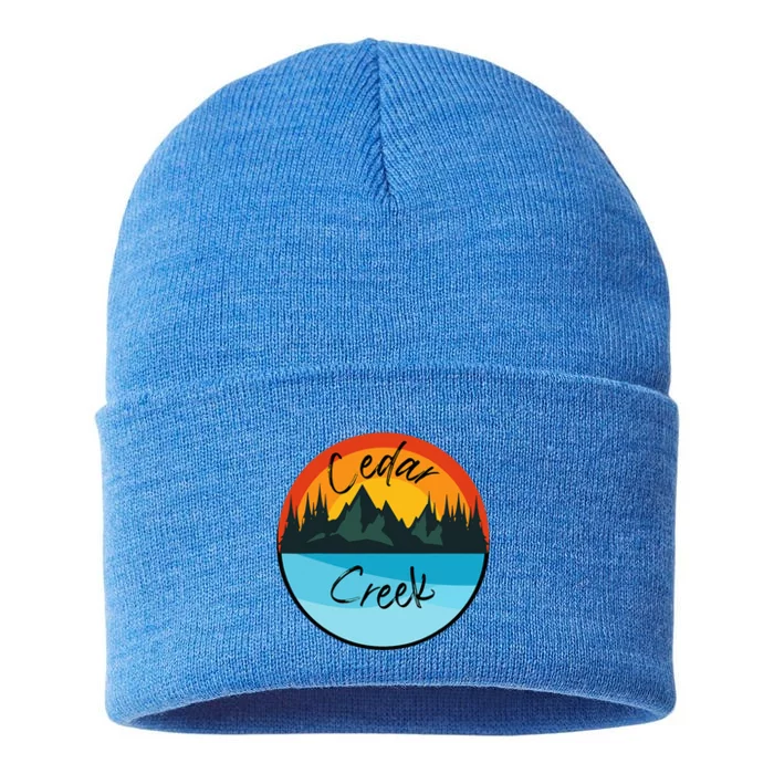 Camping Graphic Tee. Cedar Creek Graphic Tee. Sustainable Knit Beanie