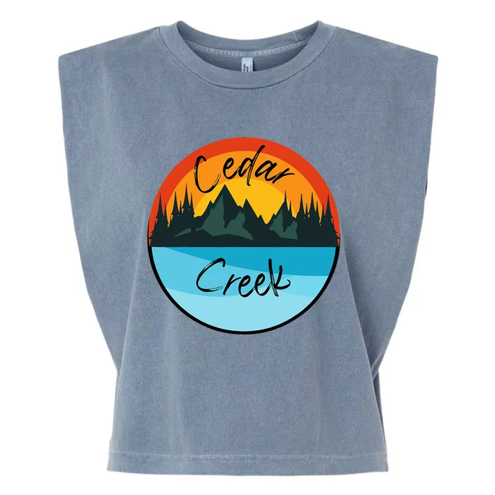 Camping Graphic Tee. Cedar Creek Graphic Tee. Garment-Dyed Women's Muscle Tee