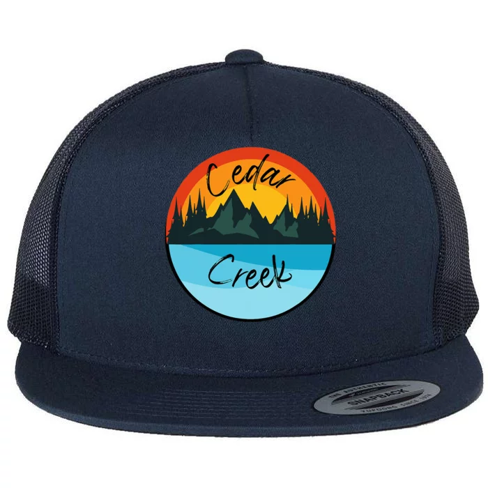 Camping Graphic Tee. Cedar Creek Graphic Tee. Flat Bill Trucker Hat