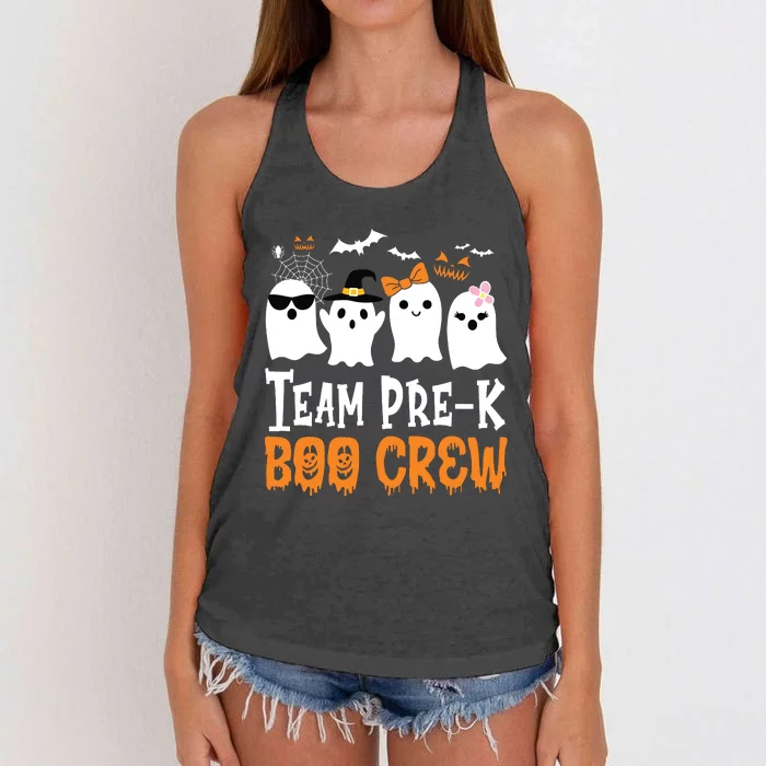 Cute Ghost Team Pre K Boo Crew Halloween Teacher Student Women's Knotted Racerback Tank