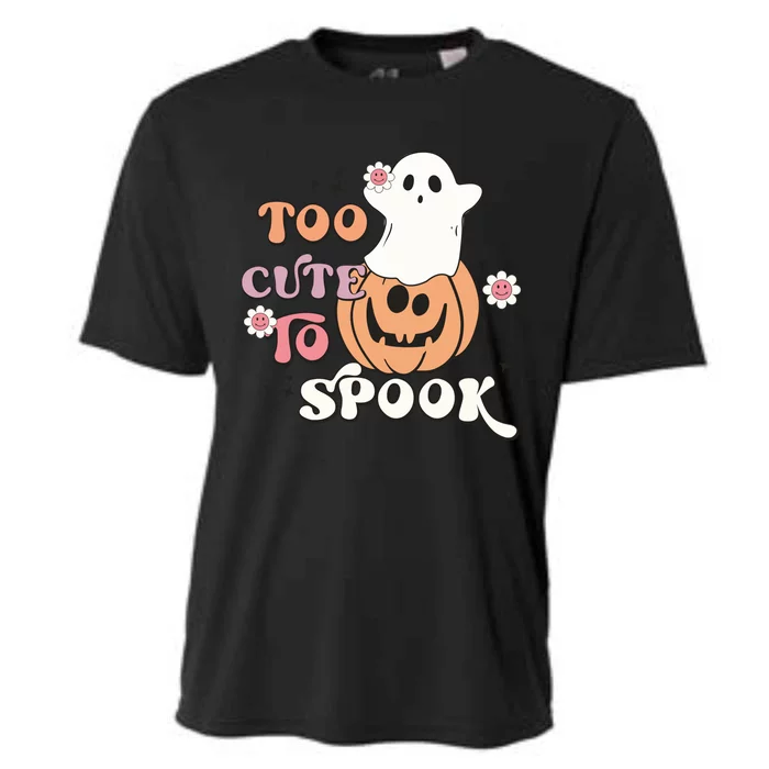 Cute Ghost Too Cute To Spooky Pumpkin Halloween Retro Cooling Performance Crew T-Shirt