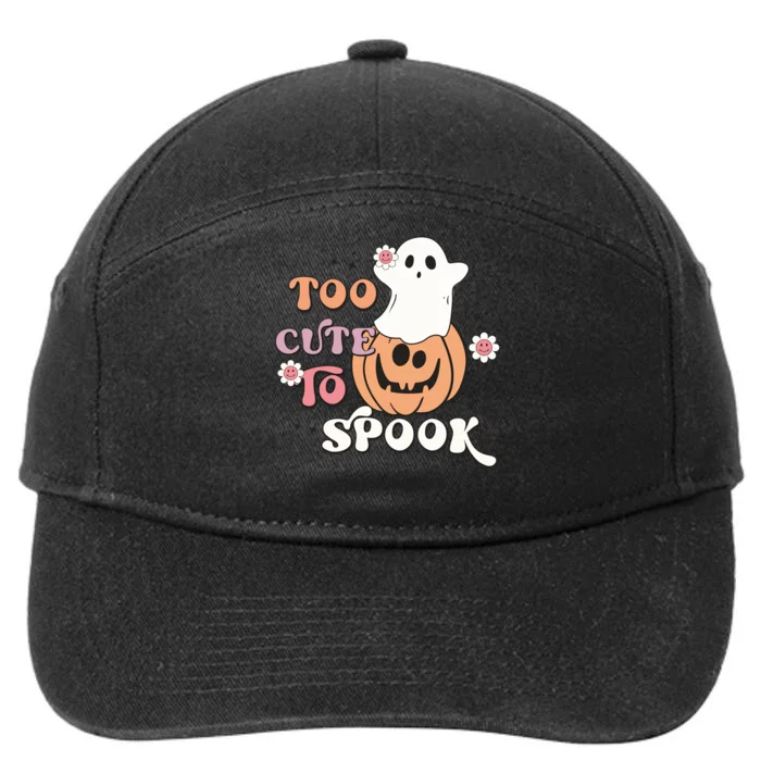 Cute Ghost Too Cute To Spooky Pumpkin Halloween Retro 7-Panel Snapback Hat